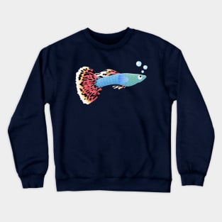 Cute fancy guppy cartoon illustration Crewneck Sweatshirt